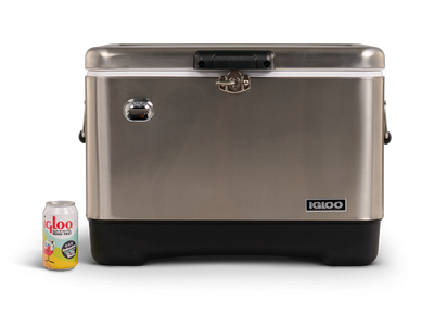 front image can::Stainless Steel::Holds up to 85 cans